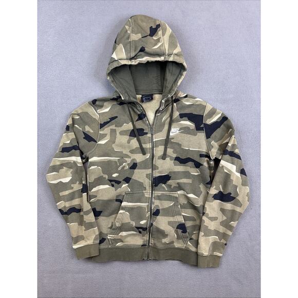 Nike Green Camouflage Full Zip Hoodie Mens Small Black Label Embroidered Coat - Picture 1 of 14